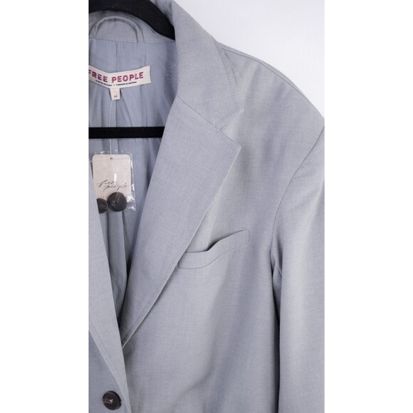 Free People XS Agnes Heather Gray Cropped Blazer Jacket Academia Business Casual - Picture 4 of 13